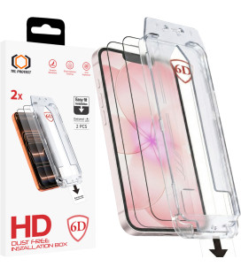 Apsauginis grūdintas stiklas Apple iPhone 13 / 13 Pro / 16E / 17E telefonui "Tel Protect Dust-Free Easy Fit Full Glue 6D 2-Pack"