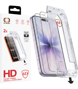 Apsauginis grūdintas stiklas Apple iPhone 16 Pro / 17 telefonui "Tel Protect Dust-Free Easy Fit Full Glue 6D 2-Pack"