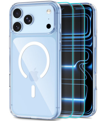 Skaidrus dėklas + stikliukas Apple iPhone 17 Pro / 18 Pro telefonui "Tech-Protect Flexair Hybrid Magsafe + Glass 2-Pack"
