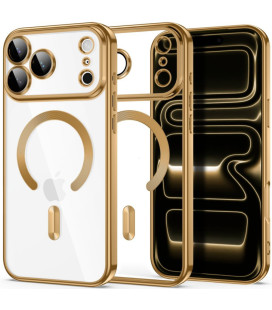 Auksinės spalvos (Shiny) / skaidrus dėklas Apple iPhone 17 Pro Max / 18 Pro Max telefonui "Tech-Protect MagFlex Magsafe"