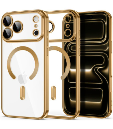 Auksinės spalvos (Shiny) / skaidrus dėklas Apple iPhone 17 Pro Max / 18 Pro Max telefonui "Tech-Protect MagFlex Magsafe"