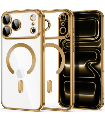 Auksinės spalvos (Shiny) / skaidrus dėklas Apple iPhone 17 Pro / 18 Pro telefonui "Tech-Protect MagFlex Magsafe"
