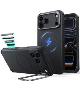 Juodas dėklas Apple iPhone 17 Pro / 18 Pro telefonui "ESR Cyber Tough Kickstand Magsafe"