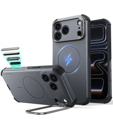 Pilkas dėklas Apple iPhone 17 Pro / 18 Pro telefonui "ESR Cyber Tough Kickstand Magsafe"