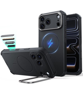 Juodas dėklas Apple iPhone 17 Pro Max / 18 Pro Max telefonui "ESR Cyber Tough Kickstand Magsafe"