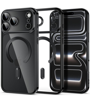 Juodas / skaidrus dėklas Apple iPhone 17 Pro Max / 18 Pro Max telefonui "Tech-Protect MagFlex Magsafe"