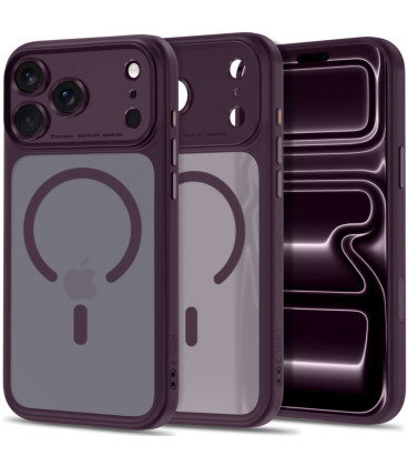 Matinis raudonas dėklas Apple iPhone 17 Pro Max / 18 Pro Max telefonui "Tech-Protect MagPeak Magsafe CC"