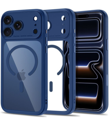 Mėlynas / skaidrus dėklas Apple iPhone 17 Pro Max / 18 Pro Max telefonui "Tech-Protect MagPeak Magsafe CC"