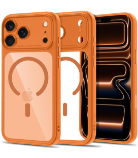 Oranžinis / skaidrus dėklas Apple iPhone 17 Pro / 18 Pro telefonui "Tech-Protect MagPeak Magsafe CC"