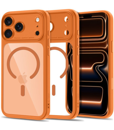 Oranžinis / skaidrus dėklas Apple iPhone 17 Pro / 18 Pro telefonui "Tech-Protect MagPeak Magsafe CC"