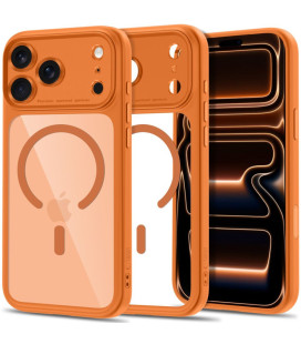 Oranžinis / skaidrus dėklas Apple iPhone 17 Pro Max / 18 Pro Max telefonui "Tech-Protect MagPeak Magsafe CC"