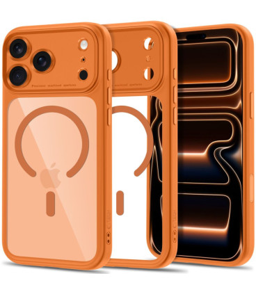 Oranžinis / skaidrus dėklas Apple iPhone 17 Pro Max / 18 Pro Max telefonui "Tech-Protect MagPeak Magsafe CC"