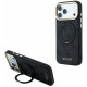 Juodas dėklas Apple iPhone 18 Pro Max telefonui "Guess PU 4G Ring Stand MagSafe Case"