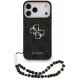 Juodas dėklas Apple iPhone 18 Pro Max telefonui "Guess PU 4G Metal Logo Strap Case"