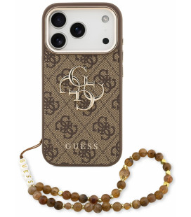 Rudas dėklas Apple iPhone 18 Pro Max telefonui "Guess PU 4G Metal Logo Strap Case"