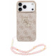 Rožinis dėklas Apple iPhone 18 Pro Max telefonui "Guess PU 4G Metal Logo Strap Case"