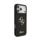 Juodas dėklas Apple iPhone 18 Pro Max telefonui "Guess PU Fixed Glitter 4G Metal Logo Case"