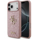 Rožinis dėklas Apple iPhone 18 Pro Max telefonui "Guess PU Fixed Glitter 4G Metal Logo Case"