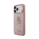 Rožinis dėklas Apple iPhone 18 Pro Max telefonui "Guess PU Fixed Glitter 4G Metal Logo Case"