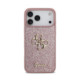Rožinis dėklas Apple iPhone 18 Pro Max telefonui "Guess PU Fixed Glitter 4G Metal Logo Case"