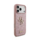 Rožinis dėklas Apple iPhone 18 Pro Max telefonui "Guess PU Fixed Glitter 4G Metal Logo Case"
