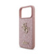 Rožinis dėklas Apple iPhone 18 Pro Max telefonui "Guess PU Fixed Glitter 4G Metal Logo Case"