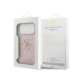 Rožinis dėklas Apple iPhone 18 Pro Max telefonui "Guess PU Fixed Glitter 4G Metal Logo Case"