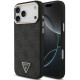 Juodas dėklas Apple iPhone 18 Pro Max telefonui "Guess PU Leather 4G Strass Triangle Logo Gold Frame MagSafe Case"