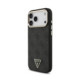 Juodas dėklas Apple iPhone 18 Pro Max telefonui "Guess PU Leather 4G Strass Triangle Logo Gold Frame MagSafe Case"