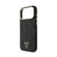 Juodas dėklas Apple iPhone 18 Pro Max telefonui "Guess PU Leather 4G Strass Triangle Logo Gold Frame MagSafe Case"