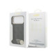 Juodas dėklas Apple iPhone 18 Pro Max telefonui "Guess PU Leather 4G Strass Triangle Logo Gold Frame MagSafe Case"