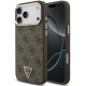 Rudas dėklas Apple iPhone 18 Pro Max telefonui "Guess PU Leather 4G Strass Triangle Logo Gold Frame MagSafe Case"