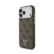 Rudas dėklas Apple iPhone 18 Pro Max telefonui "Guess PU Leather 4G Strass Triangle Logo Gold Frame MagSafe Case"