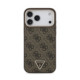 Rudas dėklas Apple iPhone 18 Pro Max telefonui "Guess PU Leather 4G Strass Triangle Logo Gold Frame MagSafe Case"
