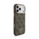 Rudas dėklas Apple iPhone 18 Pro Max telefonui "Guess PU Leather 4G Strass Triangle Logo Gold Frame MagSafe Case"