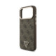Rudas dėklas Apple iPhone 18 Pro Max telefonui "Guess PU Leather 4G Strass Triangle Logo Gold Frame MagSafe Case"