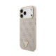 Rožinis dėklas Apple iPhone 18 Pro Max telefonui "Guess PU Leather 4G Strass Triangle Logo Gold Frame MagSafe Case"