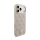 Rožinis dėklas Apple iPhone 18 Pro Max telefonui "Guess PU Leather 4G Strass Triangle Logo Gold Frame MagSafe Case"