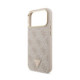 Rožinis dėklas Apple iPhone 18 Pro Max telefonui "Guess PU Leather 4G Strass Triangle Logo Gold Frame MagSafe Case"