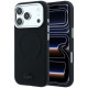 Juodas dėklas Apple iPhone 18 Pro Max telefonui "Lacoste PVC Petit Pique Semi Wrap Embossed MagSafe Case"