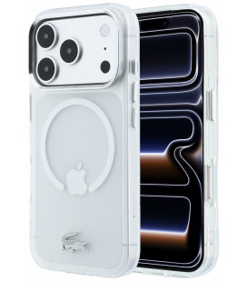 Skaidrus dėklas Apple iPhone 18 Pro Max telefonui "Lacoste IML Frosted Metal Logo MagSafe Case"