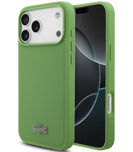 Žalias dėklas Apple iPhone 18 Pro Max telefonui "Lacoste PVC Iconic Petit Pique Metal Logo MagSafe Case"