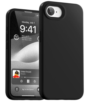 Juodas dėklas Apple iPhone 16e / 17e telefonui "Mercury Pure Magsafe Silicon Case"