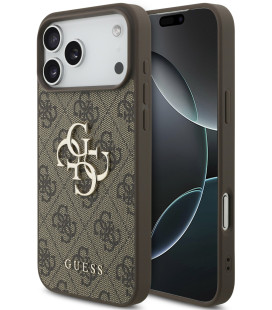 Rudas dėklas Apple iPhone 18 Pro telefonui "Guess PU 4G Metal Logo Case"