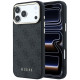 Juodas dėklas Apple iPhone 18 Pro telefonui "Guess PU Leather 4G Gold Frame MagSafe Case"