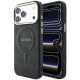 Juodas dėklas Apple iPhone 18 Pro telefonui "Guess PU Leather 4G Gold Frame Embossed MagSafe Case"
