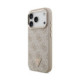 Rožinis dėklas Apple iPhone 18 Pro telefonui "Guess PU Leather 4G Strass Triangle Logo Gold Frame MagSafe Case"