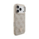 Rožinis dėklas Apple iPhone 18 Pro telefonui "Guess PU Leather 4G Strass Triangle Logo Gold Frame MagSafe Case"