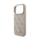 Rožinis dėklas Apple iPhone 18 Pro telefonui "Guess PU Leather 4G Strass Triangle Logo Gold Frame MagSafe Case"