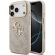 Rožinis dėklas Apple iPhone 18 Pro telefonui "Guess PU Leather 4G Metal Logo Gold Frame Case"
